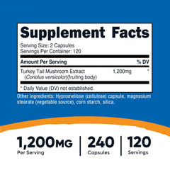 Close-up of Nutricost Turkey Tail Mushroom Capsules
