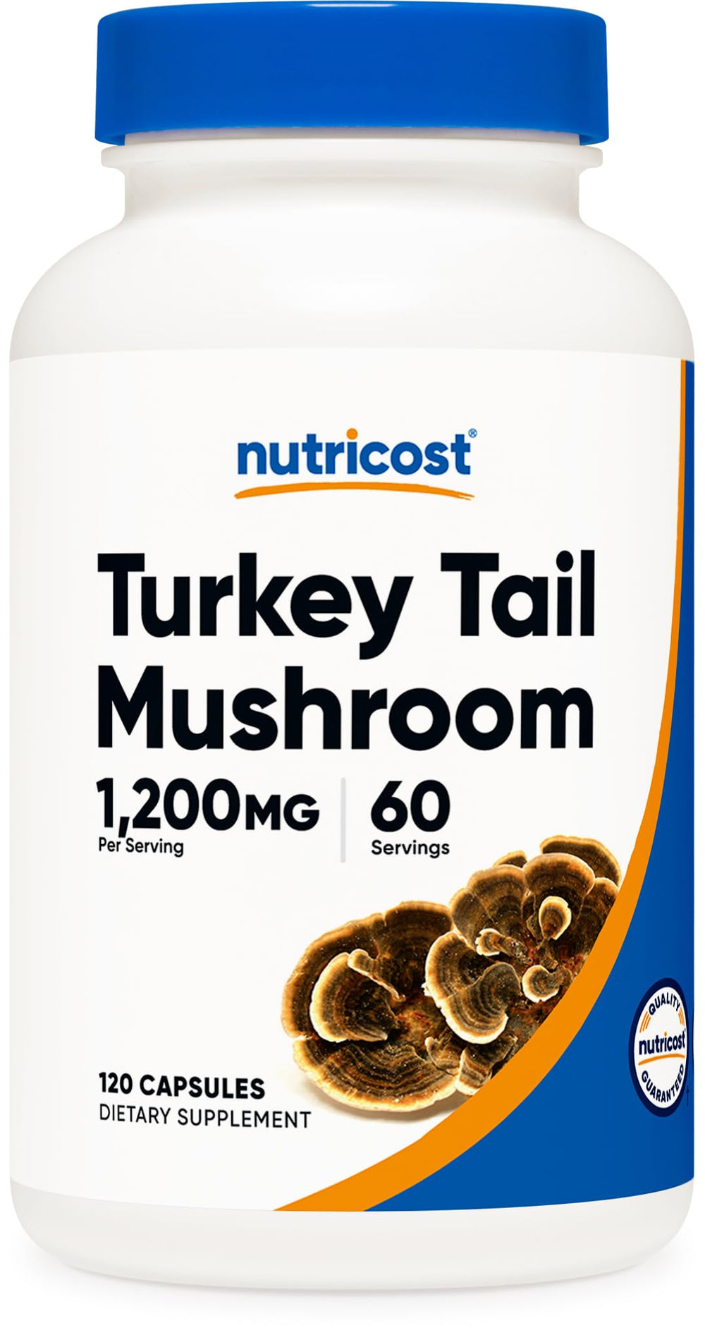 Nutricost Turkey Tail Mushroom Capsules bottle with 1200mg serving
