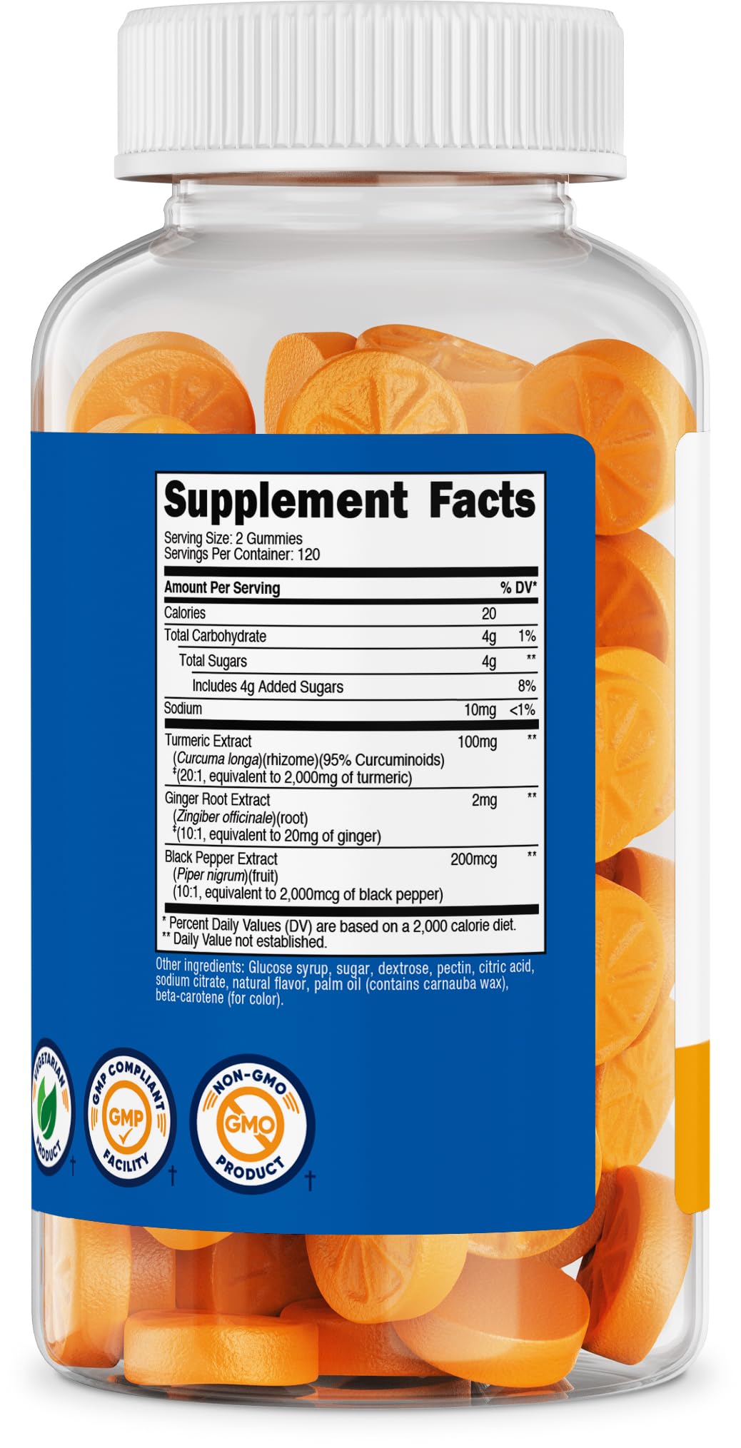 Icons showing Non-GMO, gluten-free, and vegetarian attributes