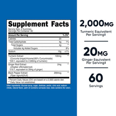 Close up of ginger 20mg per serving in Nutricost Turmeric Gummies