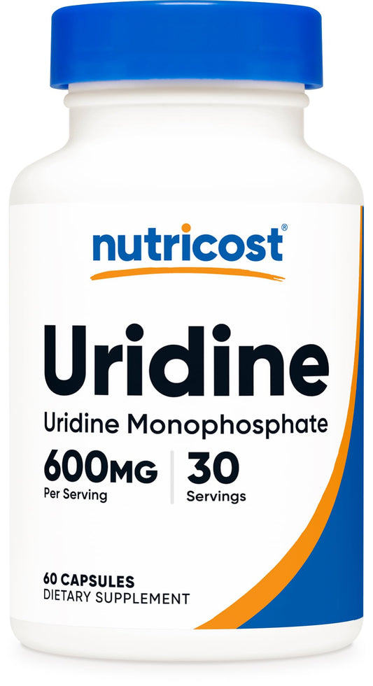 Nutricost Uridine Monophosphate bottle with label visible
