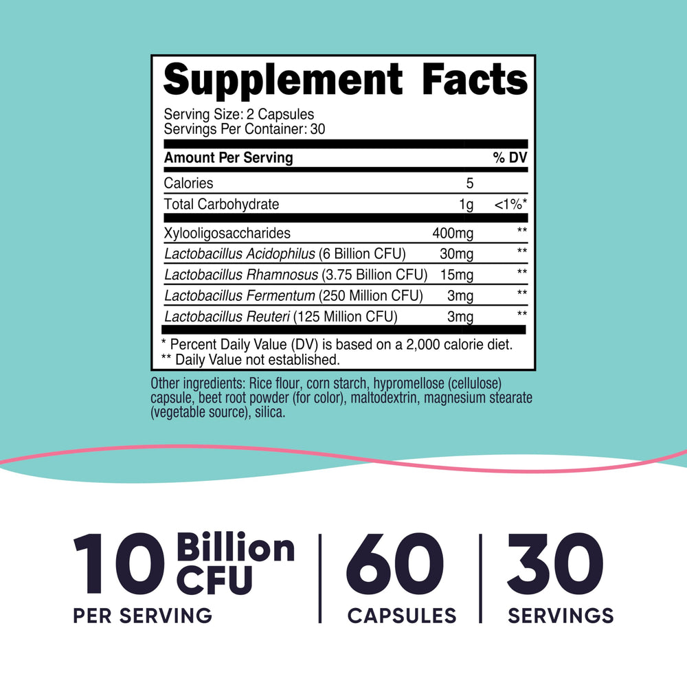 Close-up of 10 billion CFU claim on bottle label