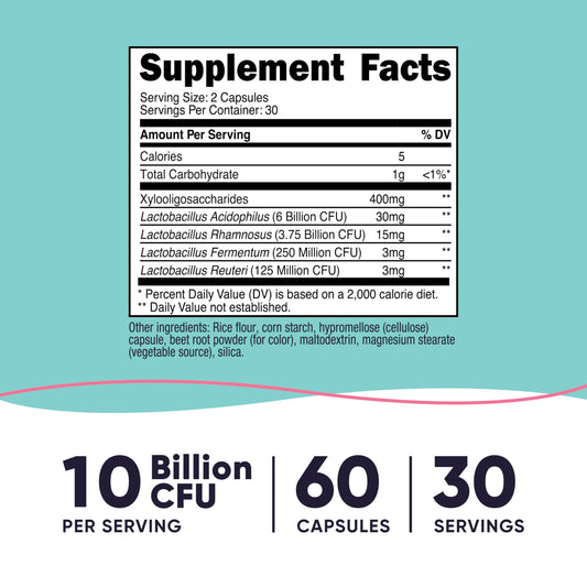 Close-up of 10 billion CFU claim on bottle label
