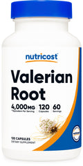 Nutricost Valerian Root Capsules bottle with 120 capsules