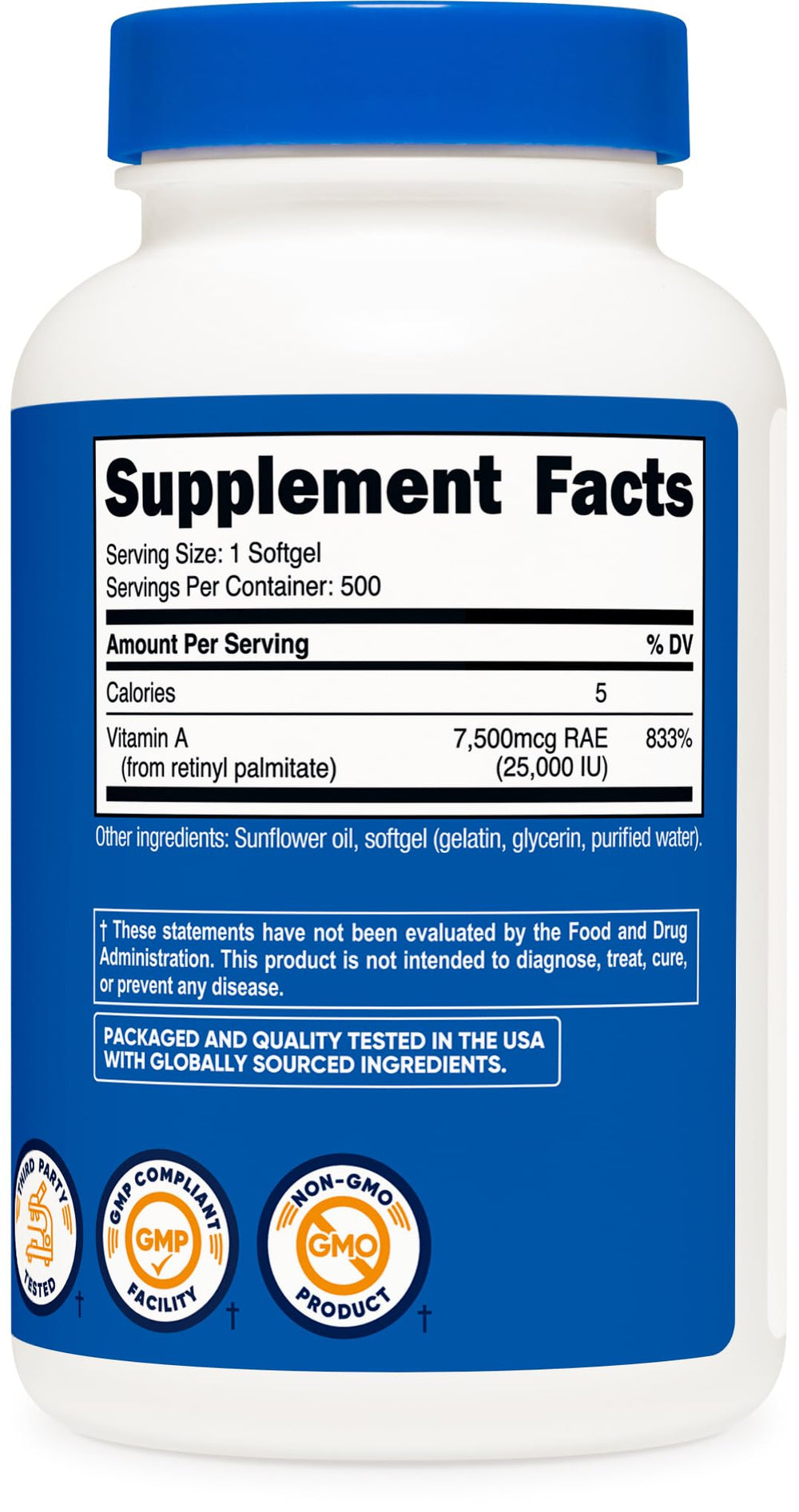 Made in USA Nutricost Vitamin A bottle