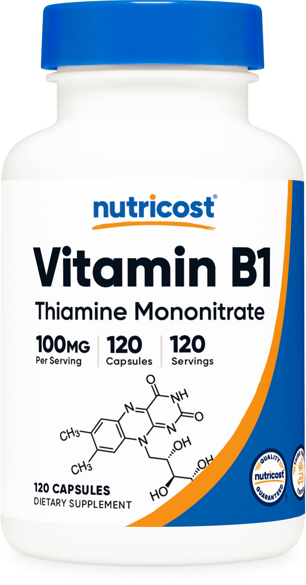 Nutricost Vitamin B1 Thiamine 100mg bottle - front view