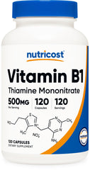 Nutricost Vitamin B1 Thiamine 500mg bottle - front view