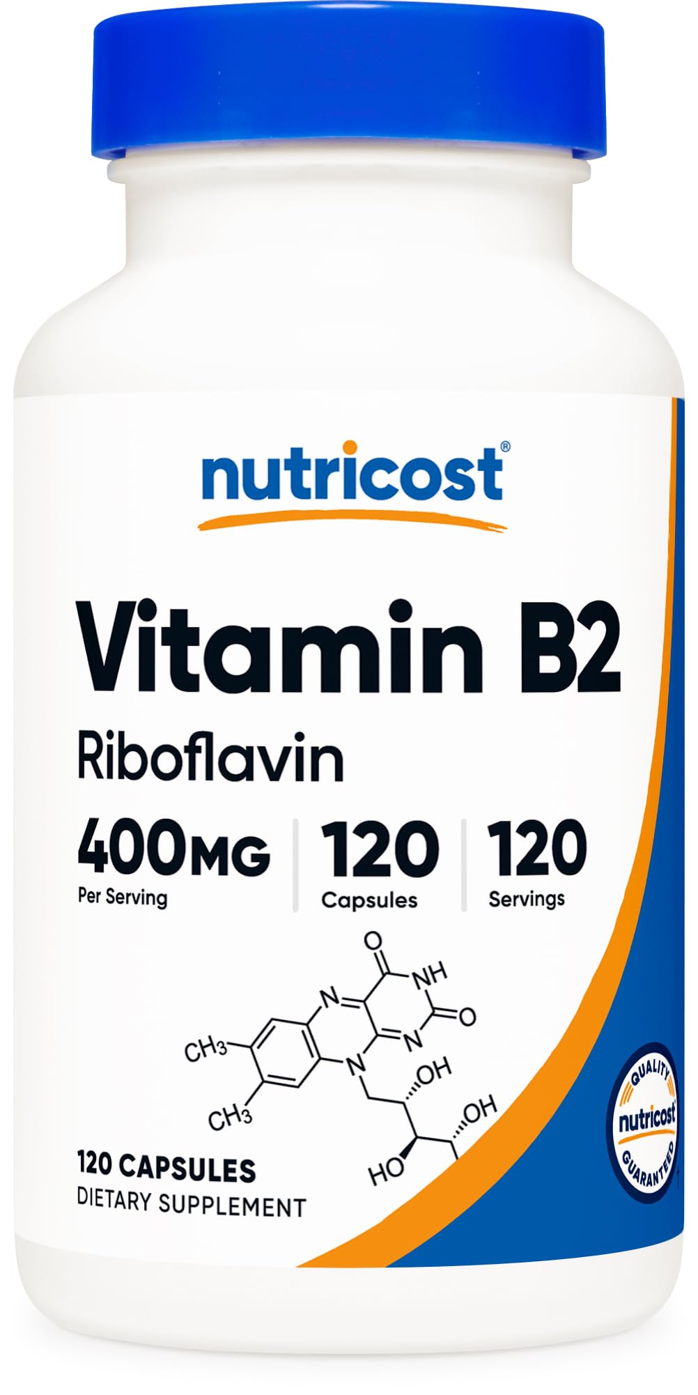 Nutricost Vitamin B2 (Riboflavin) 400mg bottle – front view