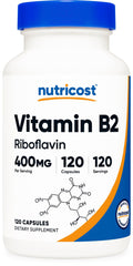 Nutricost Vitamin B2 (Riboflavin) 400mg bottle – front view