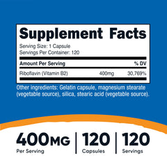 Nutricost Vitamin B2 bottle – back label