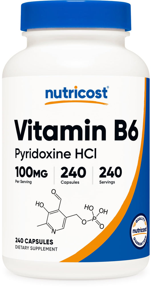 Nutricost Vitamin B6 100mg Pyridoxine HCl bottle