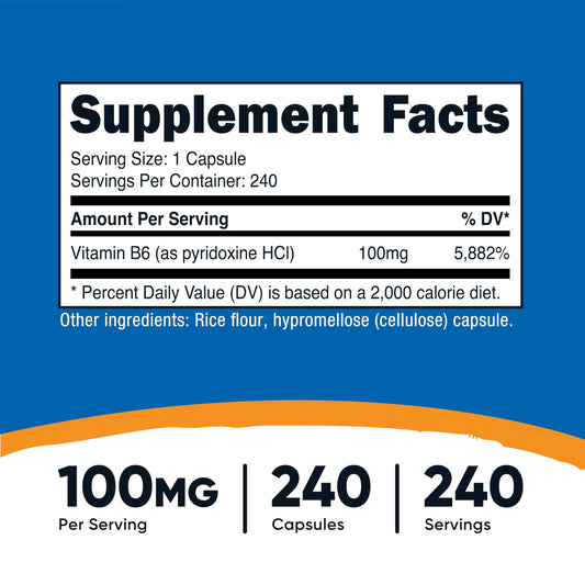 Close-up of Vitamin B6 capsules