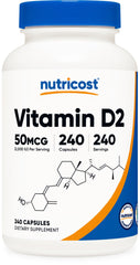 Nutricost Vitamin D2 2000 IU bottle – 240 capsules, front view