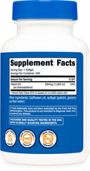 Ingredients panel for Nutricost Vitamin D3 1000 IU softgels