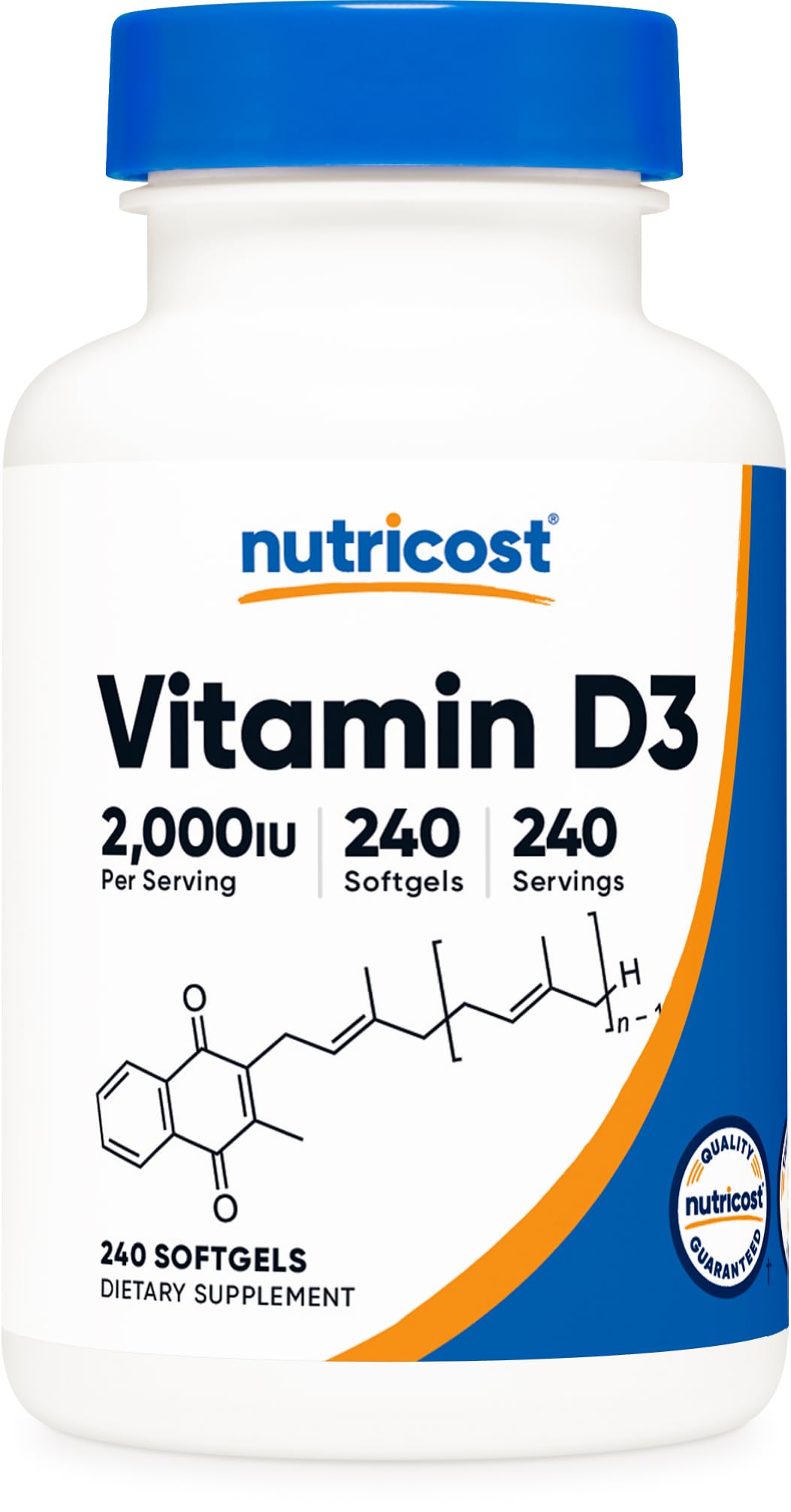 Nutricost Vitamin D3 2000 IU softgels bottle
