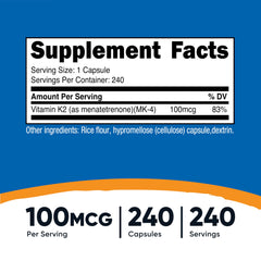Nutricost Vitamin K2 MK-4 240 capsules packaging