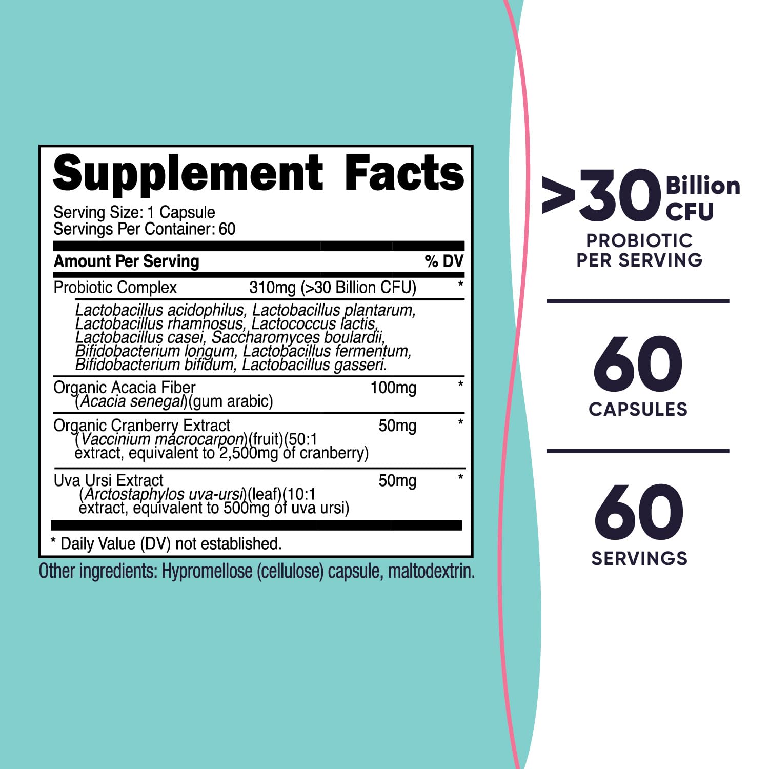 Close-up of probiotic capsules showing 30B CFU