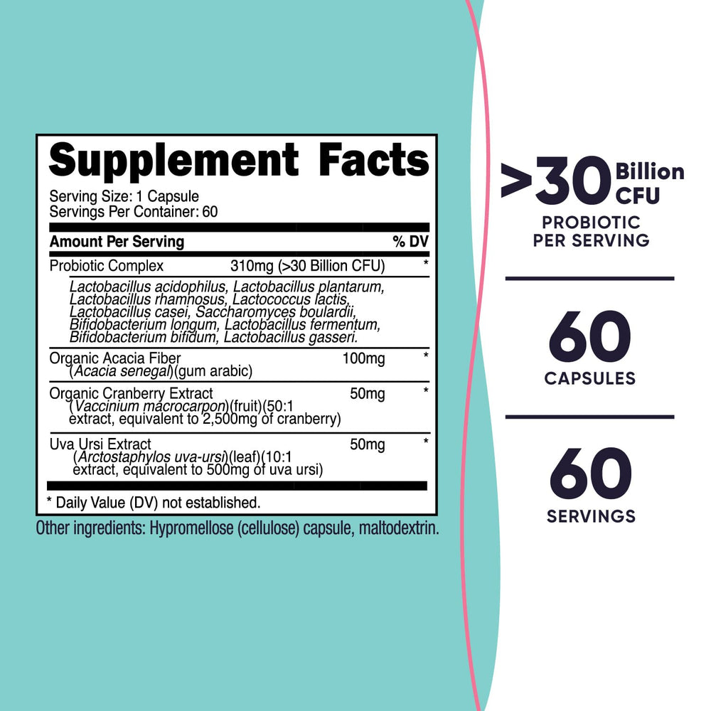 Close-up of probiotic capsules showing 30B CFU