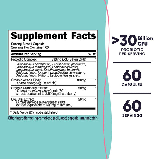 Close-up of probiotic capsules showing 30B CFU