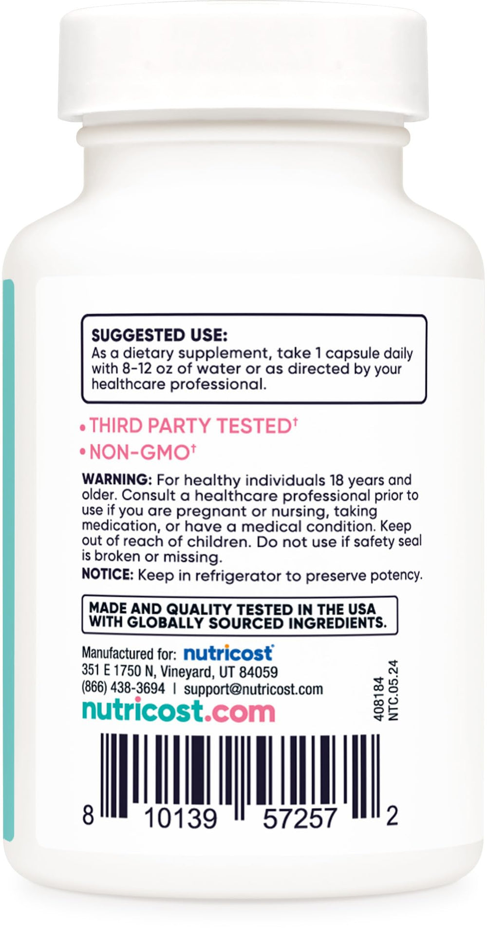 Ingredients: Acacia Fiber, Uva Ursi, Cranberry Extract