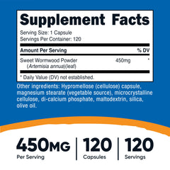 Close-up of Nutricost Wormwood Capsules in bottle