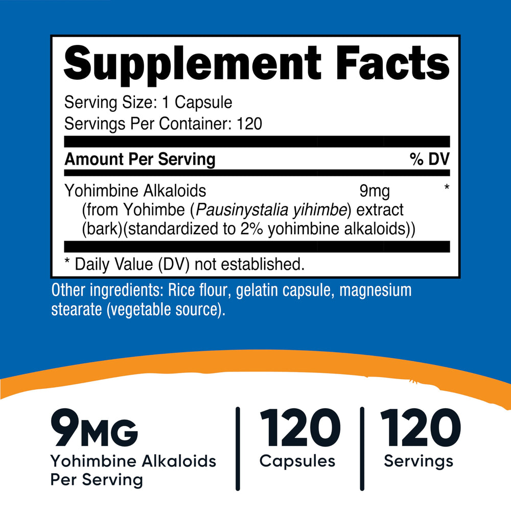Close-up of Yohimbe Bark Extract capsules