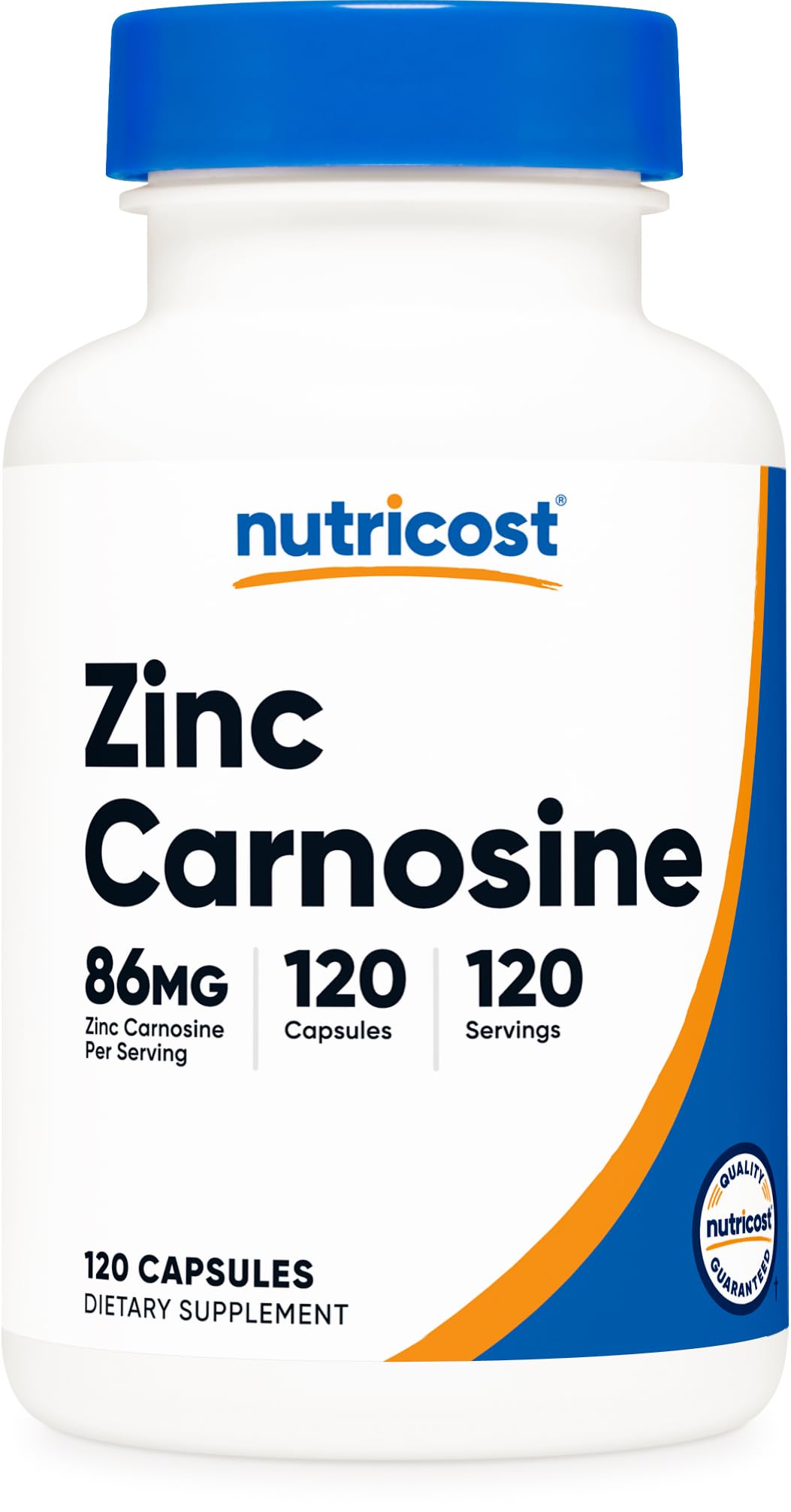 Nutricost Zinc Carnosine 86mg 120 capsules bottle front label