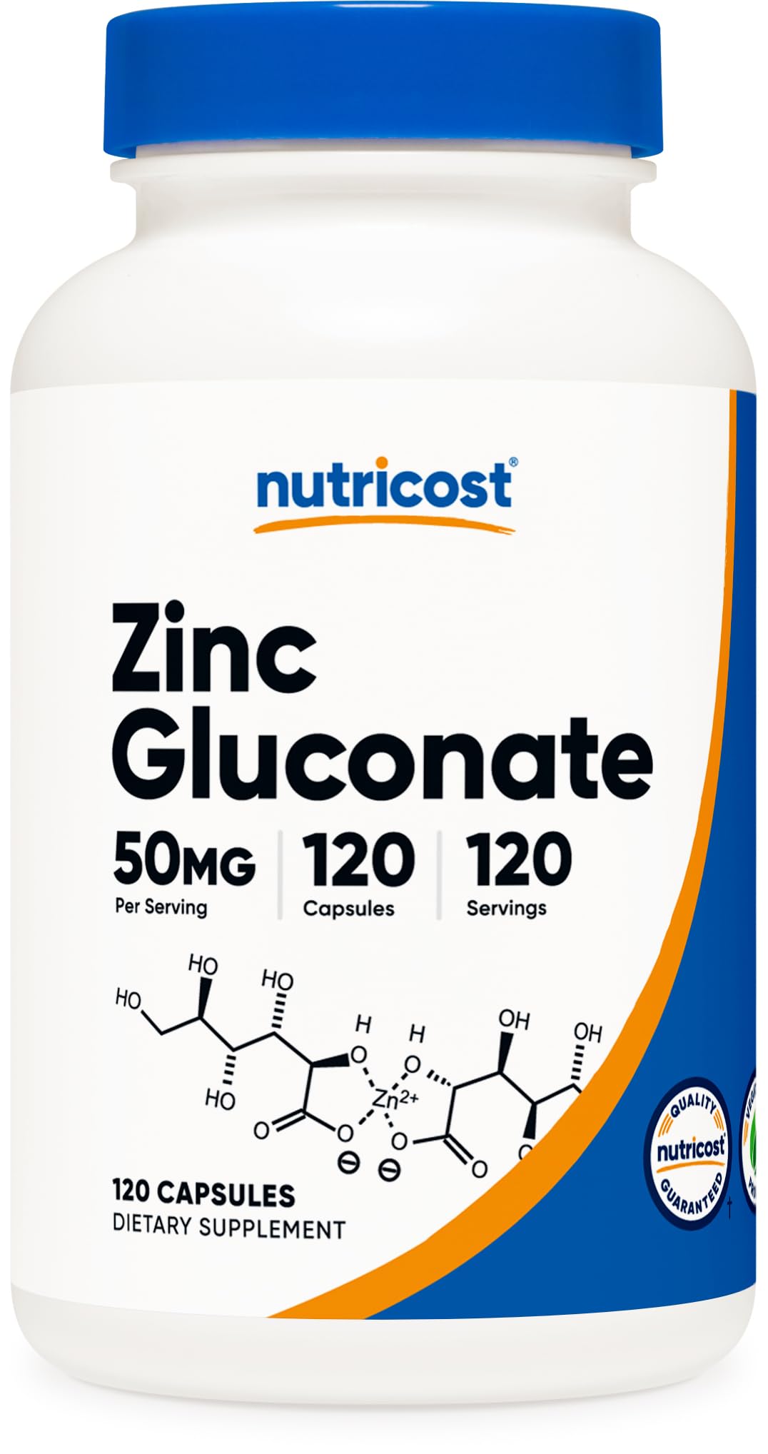 Nutricost Zinc Gluconate 120 vegetarian capsules bottle