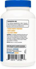 Nutrition facts and ingredients label on Nutricost bottle