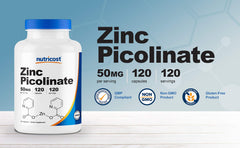 Close-up of Nutricost Zinc Picolinate 120 servings bottle