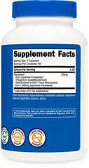 Nutrition label displaying 700mg per serving and 50% Trans-Resveratrol