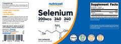 Nutricost Selenium serving size 1 capsule per serving