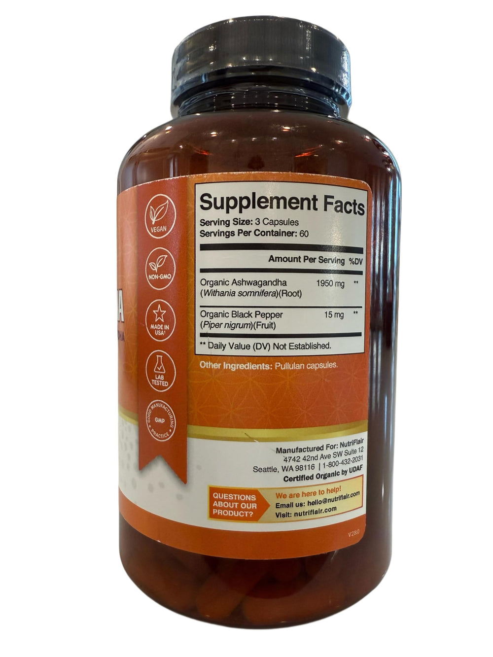 Ashwagandha with organic black pepper for enhanced absorption