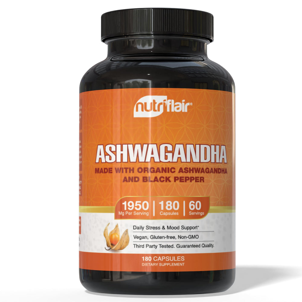 NutriFlair Ashwagandha root extract with organic black pepper - 180 capsules