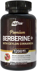 Front view of NutriFlair Berberine HCl 97% with Ceylon Cinnamon bottle.