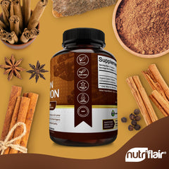 USDA Organic certification seal on NutriFlair cinnamon bottle