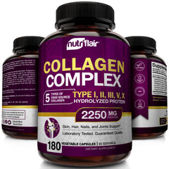 Nutrition facts panel on NutriFlair collagen bottle