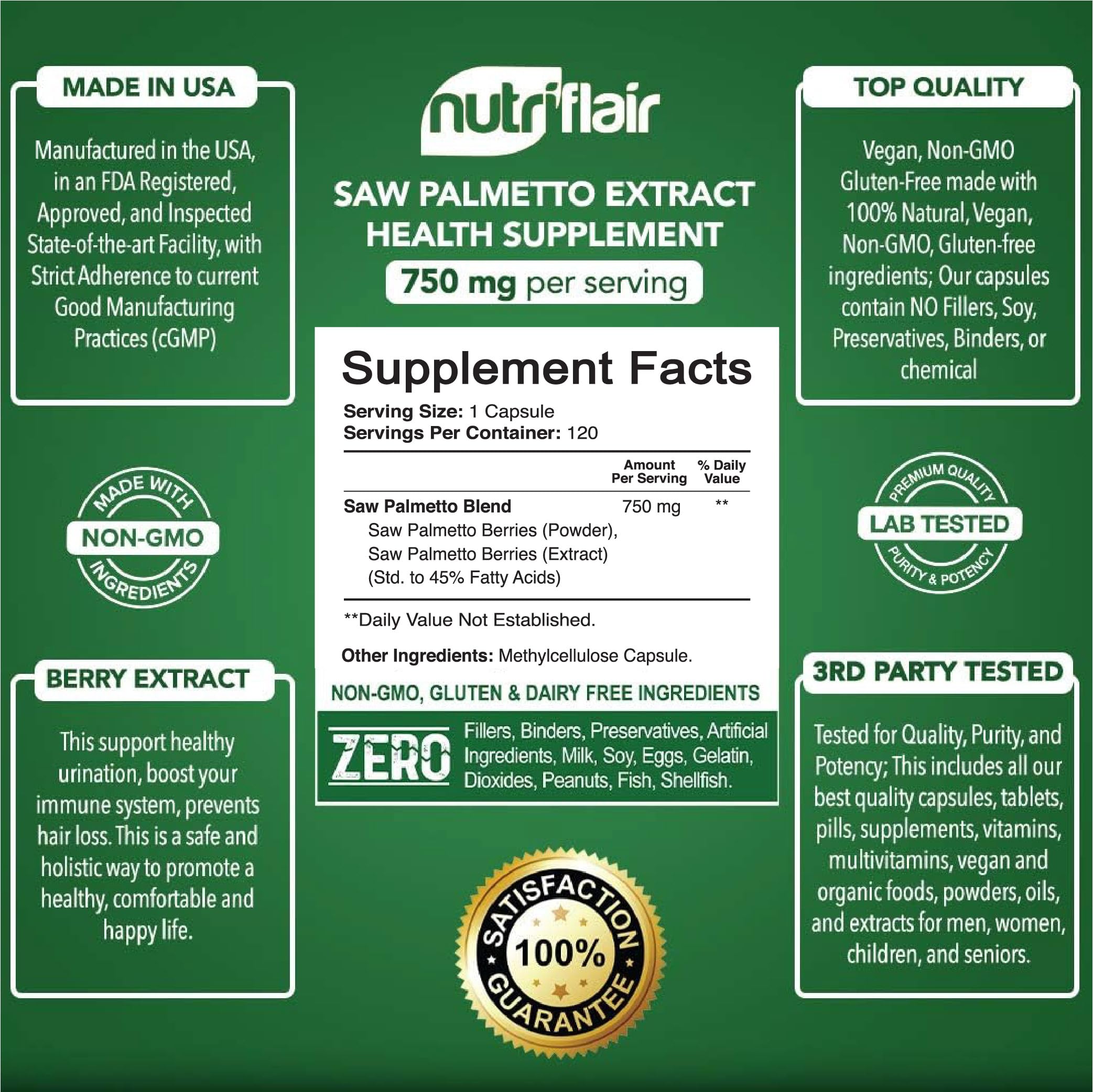 Close-up of Saw Palmetto berry extract capsules