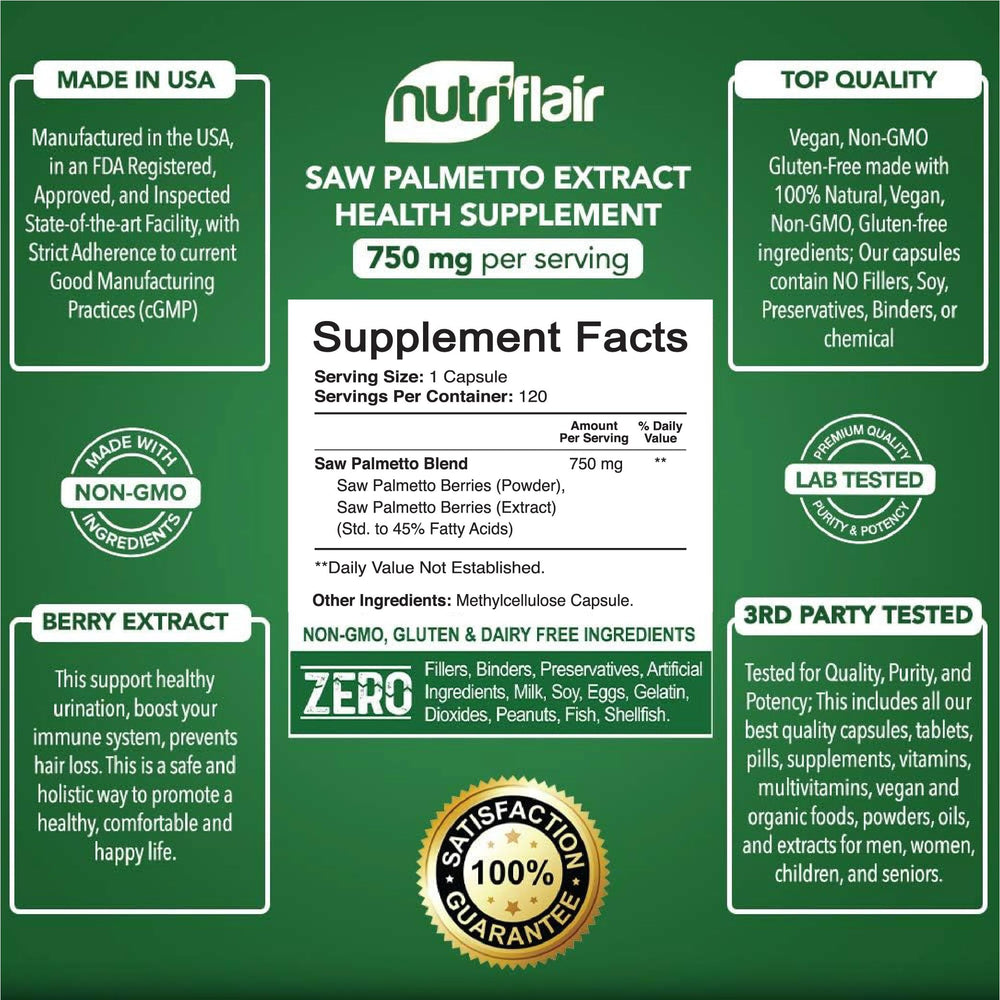 Close-up of Saw Palmetto berry extract capsules