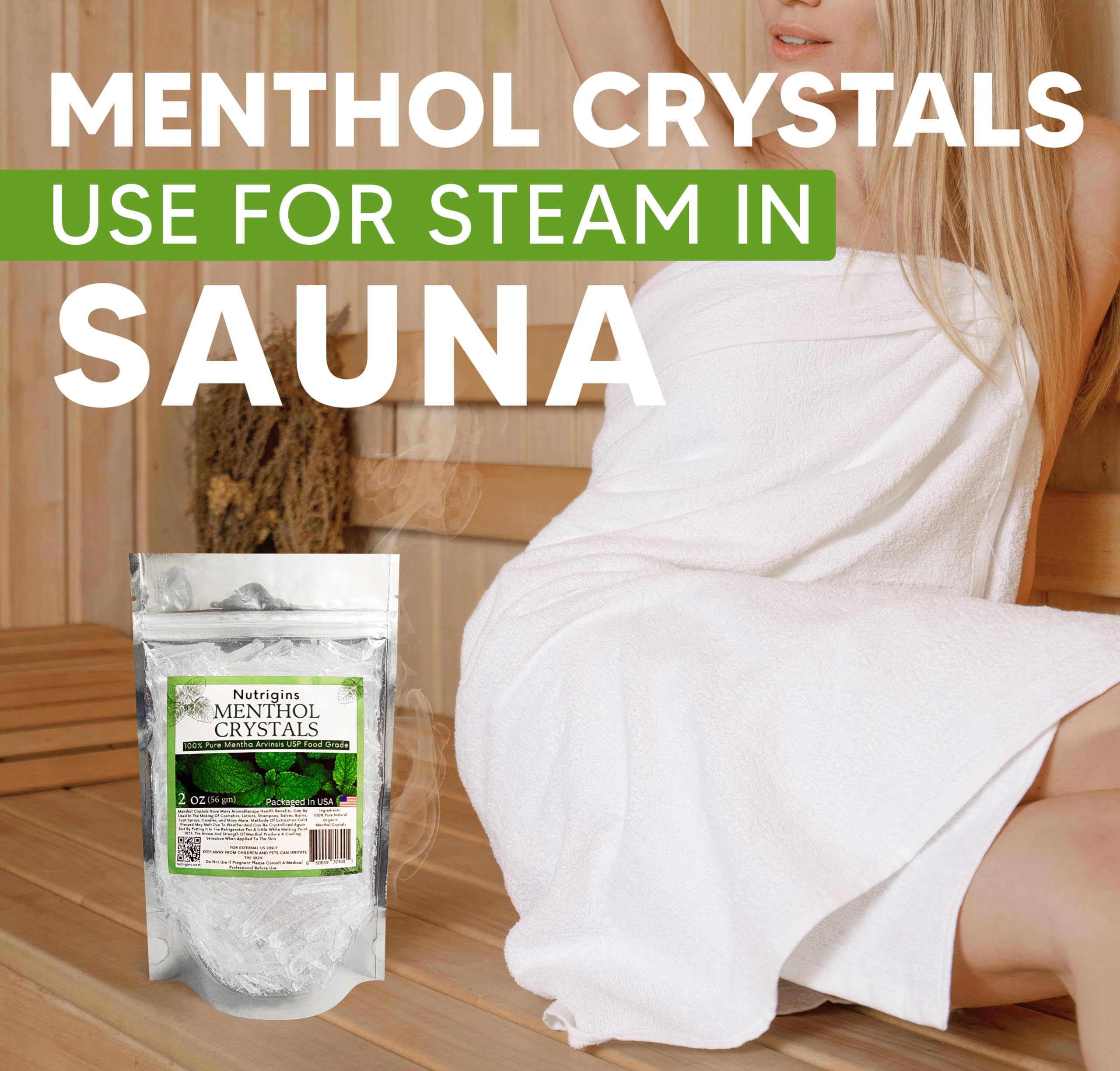 Menthol crystal blends with essential oils like basil and eucalyptus