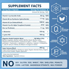 Non-GMO, no refrigeration, 30+15 days gut health support label
