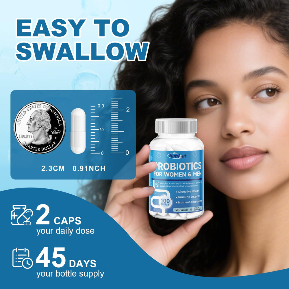 Lifestyle shot of healthy foods and probiotic capsules