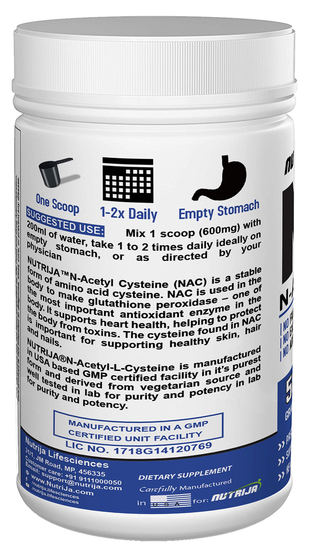 USP Grade NAC label and packaging