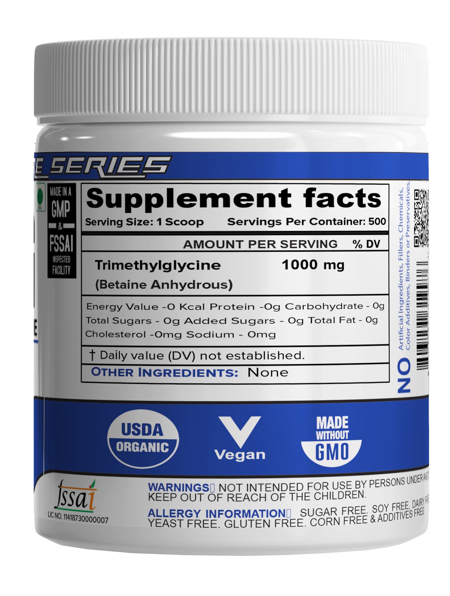 NutriJa TMG ingredient label