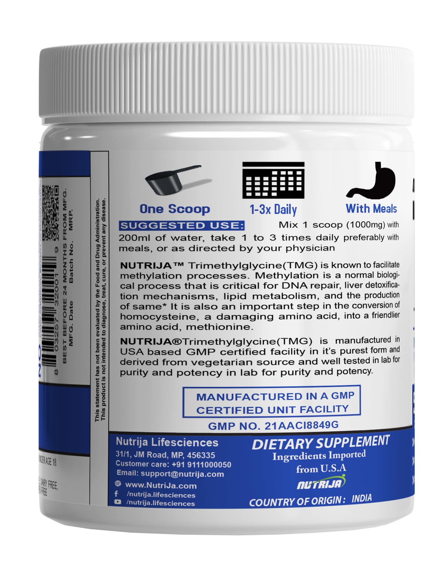 NutriJa TMG USP pharmaceutical grade badge