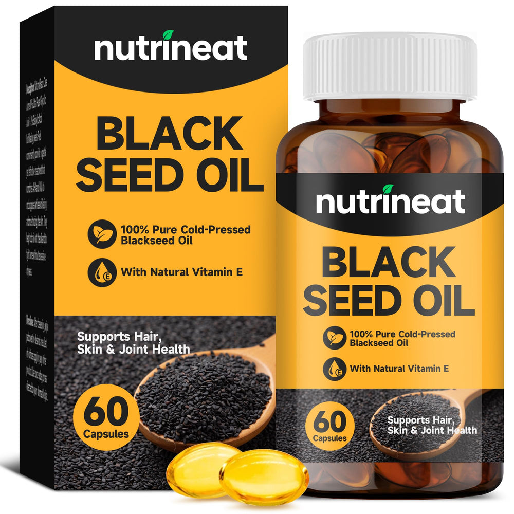 NutriNeat Black Seed Oil Capsules bottle with 60 softgels