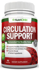 NutriONN Circulation Support bottle surrounded by herbal ingredients