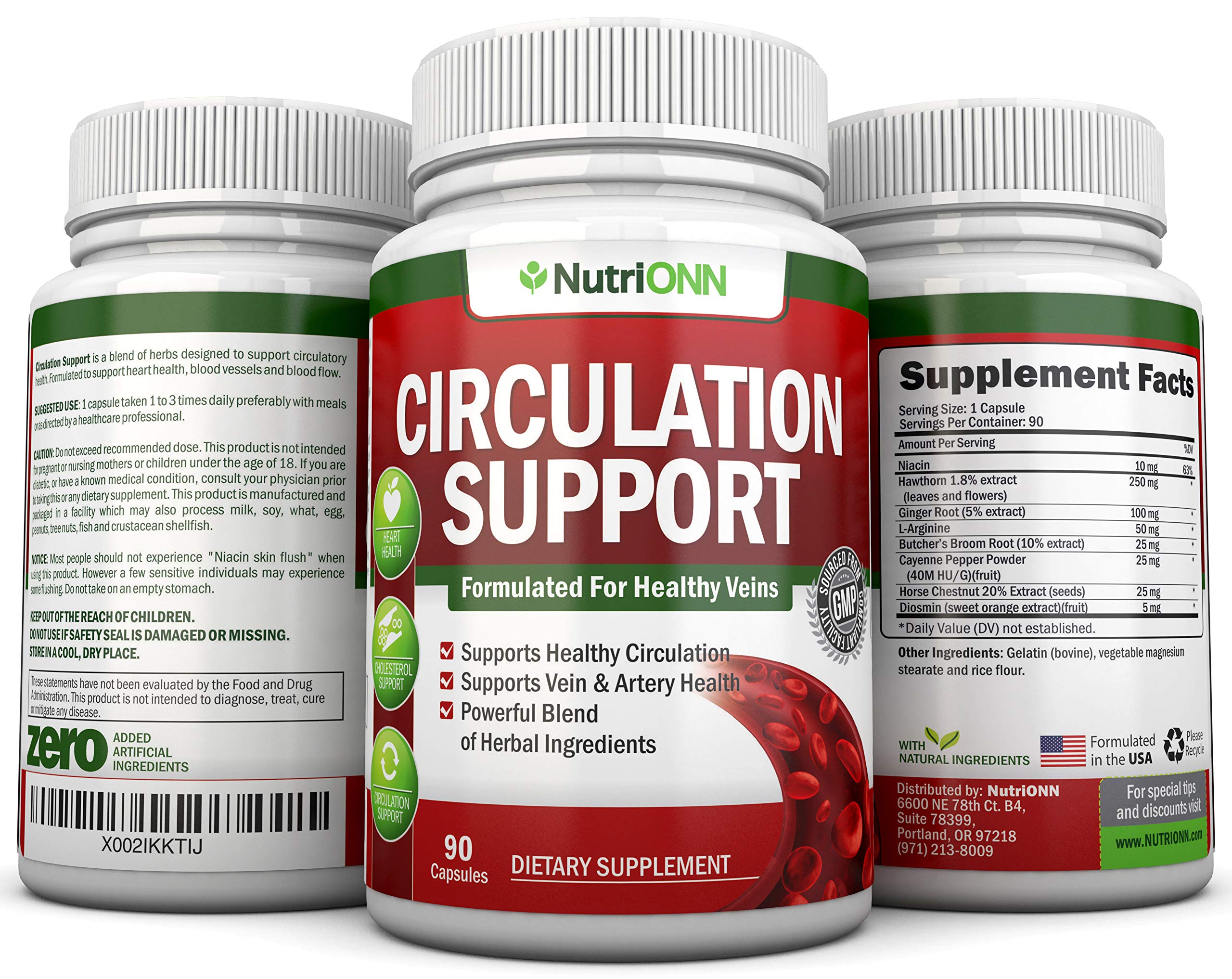 NutriONN Circulation Support bottle with packaging and label