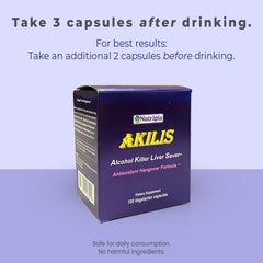 Nutripia Akilis DHM close-up highlights Hovenia Dulcis for potential post-drinking recovery.