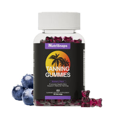 Nutrisnaps Tanning Gummies blueberry flavor on front view